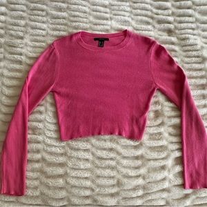 forever 21 ★ pink ribbed knit long sleeve tee